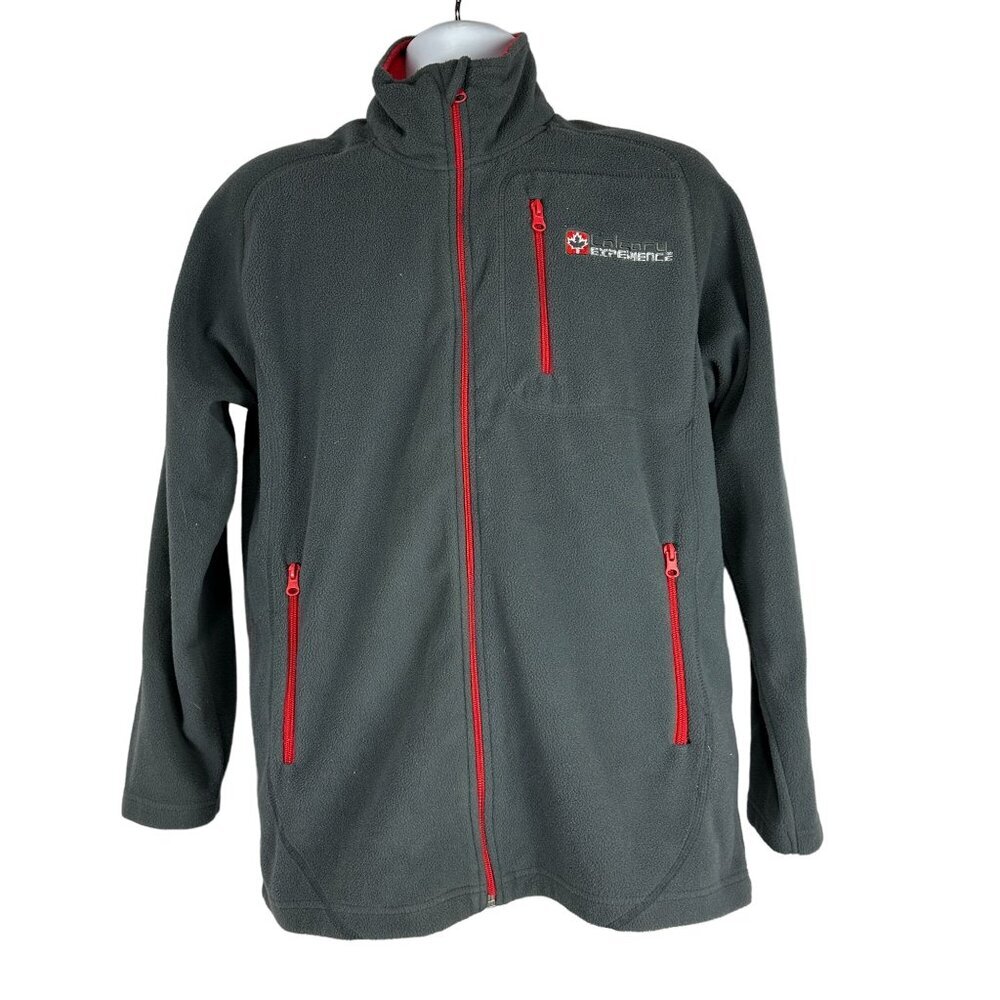 Calgary Experience Mens Fleece Full Zip Jacket Size M Gray